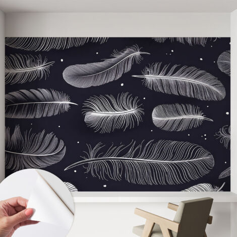 Tapete Selbstklebend - Fototapete mit Motiv - Wandtapete modern - Wandgestaltung Zarte Federn 152x104 cm (1/5)