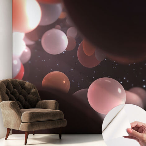 Fototapete Selbstklebend - Wanddekoration - Wandfolie - 3D Tapete Wand - Wohnungsdeko Kosmische Kugeln 250x250 cm