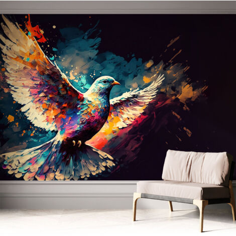 Fototapete Selbstklebend - Wanddekoration - Wandfolie - 3D Tapete Wand - Wohnungsdeko Bunter Vogel 312x219 cm (1/5)