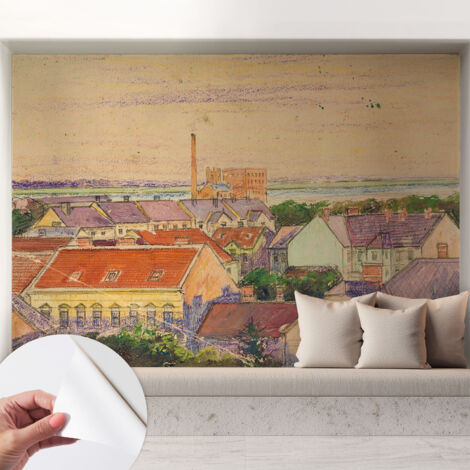 Tapete Selbstklebend - abwaschbar - Tapete mit Motiv - trendige Wanddeko - elegant Fototapete Stadthäuser 208x146 cm (1/5)