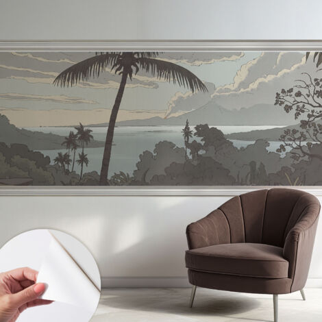 Fototapete Selbstklebend - Büro Wandgestaltung - Wanddekoration Wohnzimmer Exotische Landschaft 250x104 cm