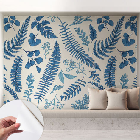 Selbstklebende Tapete - Wanddekoration Wohnzimmer - Tapete Schlafzimmer Botanische Muster 208x146 cm (1/5)