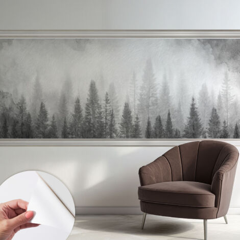 Tapete Selbstklebend - Wandtapete modern - Tapete mit Motiv - Tapete Schlafzimmer Waldnebel 250x104 cm (1/5)