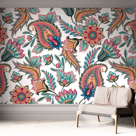 Selbstklebende Tapete modern Wohnzimmer - Wanddeko Schlafzimmer - Tapete mit Motiv Orientalisches Muster 312x219 cm (1/5)