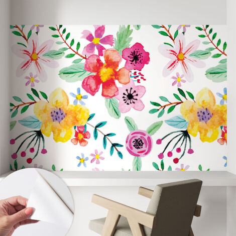 Tapete Selbstklebend - Wandtapete modern - Tapete mit Motiv - Tapete Schlafzimmer Blumige Frische 104x70 cm (1/5)