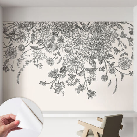 Selbstklebend Tapete - abwaschbar - Raumgestaltung Schlafzimmer Wohnzimmer Tapete Blumenmuster 152x104 cm