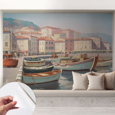 Selbstklebend Tapete - abwaschbar - Raumgestaltung  Schlafzimmer Wohnzimmer Tapete Küstenhafen 208x146 cm (1/5)