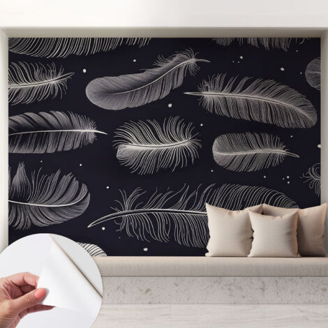 Tapete Selbstklebend - Fototapete mit Motiv - Wandtapete modern - Wandgestaltung Zarte Federn 208x146 cm (1/5)