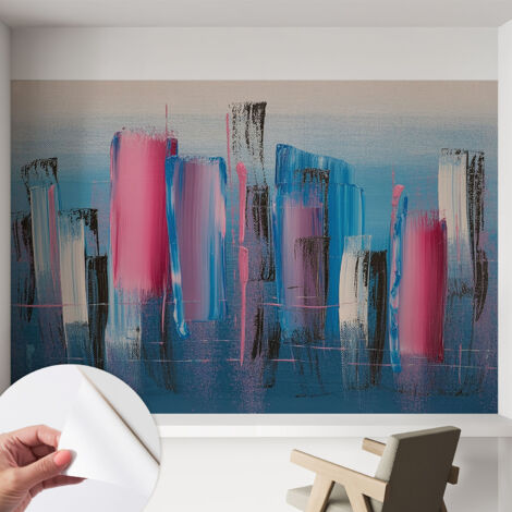 Selbstklebende Tapete - Wanddekoration Wohnzimmer - Tapete Schlafzimmer Abstrakte Streifen 152x104 cm (1/5)