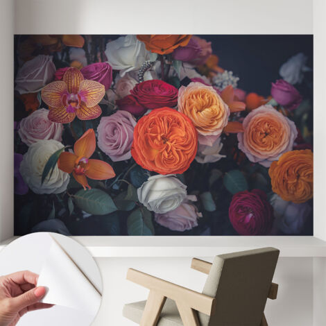Tapete Selbstklebend - modernes Design - Wohnungsdeko - geruchslos - langlebig Farbenfroher Blumenstrauß 104x70 cm