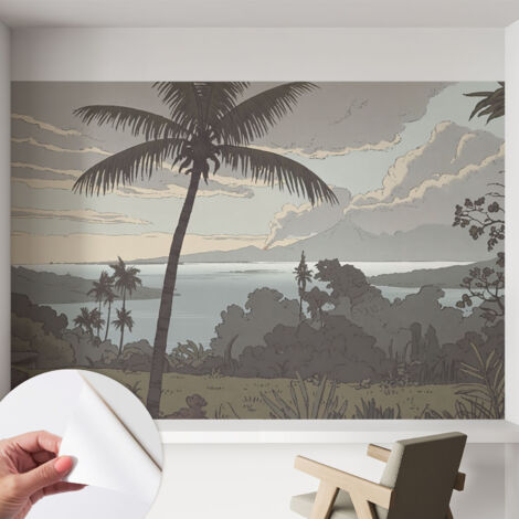 Fototapete Selbstklebend - Büro Wandgestaltung - Wanddekoration Wohnzimmer Exotische Landschaft 152x104 cm (1/5)