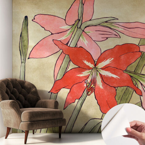 Fototapete Selbstklebend - Wanddekoration - Wandfolie - 3D Tapete Wand - Wohnungsdeko Dahlienblüten 250x250 cm (1/5)
