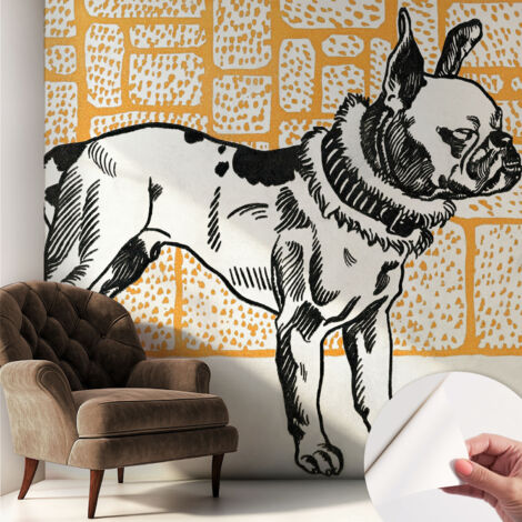 Tapete Selbstklebend - modernes Design - Wohnungsdeko - geruchslos - langlebig Retro-Hund 250x250 cm (1/5)