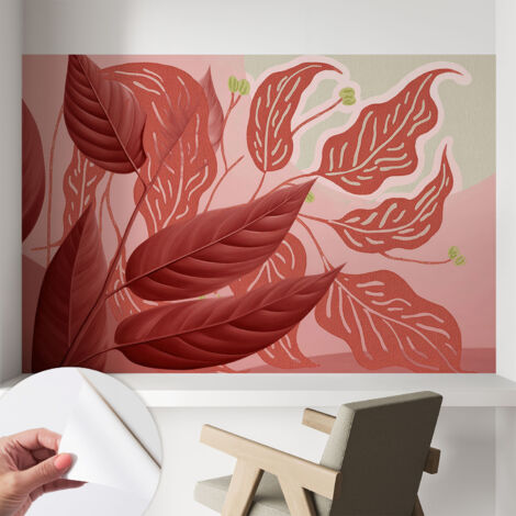 Tapete Selbstklebend - Wandtapete modern - Tapete mit Motiv - Tapete Schlafzimmer Organische Blätter 104x70 cm (1/5)