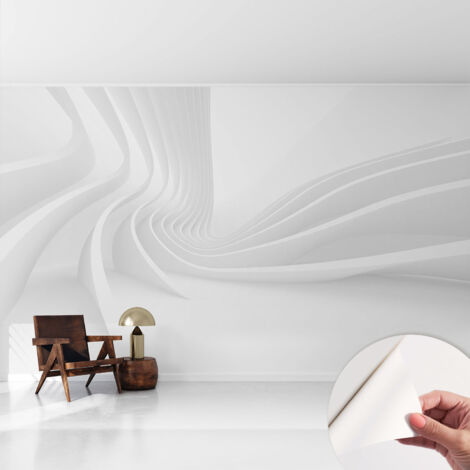 Selbstklebend Tapete modern Wohnzimmer - Wanddekoration - einfach anzubringen Wellenförmige Linien 416x254 cm (1/5)