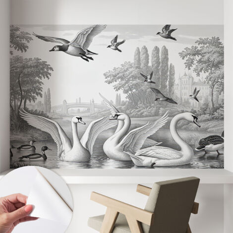 Tapete Selbstklebend - abwaschbar - Tapete mit Motiv - trendige Wanddeko - elegant Fototapete Klassische Landschaft 104x70 cm (1/5)