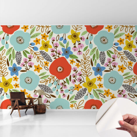 Tapete Selbstklebend - modernes Design - Wohnungsdeko - geruchslos - langlebig Blumenmuster 416x254 cm (1/5)