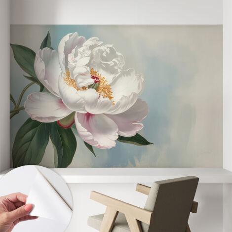 Fototapete Selbstklebend - Wanddekoration - Wandfolie - 3D Tapete Wand - Wohnungsdeko Wunderschöne Pfingstrose 104x70 cm