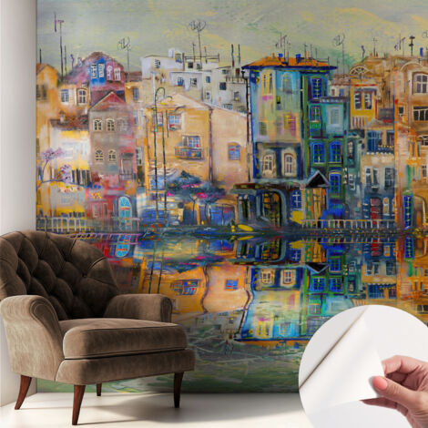 Selbstklebend Tapete - abwaschbar - Raumgestaltung  Schlafzimmer Wohnzimmer Tapete Magische Stadt 250x250 cm (1/5)