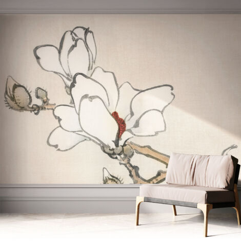 Selbstklebend Tapete modern - Wanddeko für Küche - Klebefolie Wand - luxus Look Zarte Magnolien 312x219 cm (1/5)
