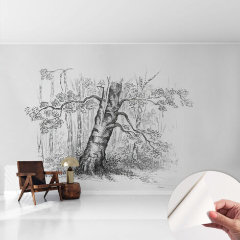 Tapete Selbstklebend - Wandtapete modern - Tapete mit Motiv - Tapete Schlafzimmer Waldbaum 416x254 cm (1/5)