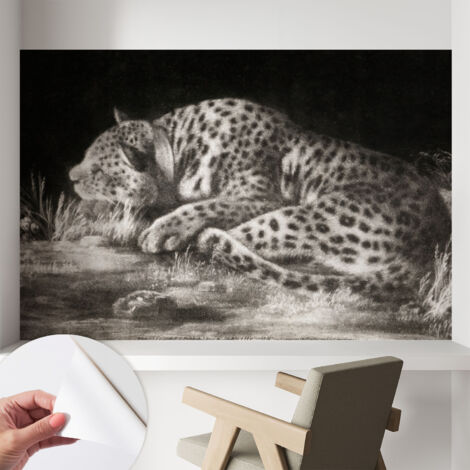 Tapete Selbstklebend - Fototapete mit Motiv - Wandtapete modern - Wanddeko Ruhender Leopard 104x70 cm (1/5)