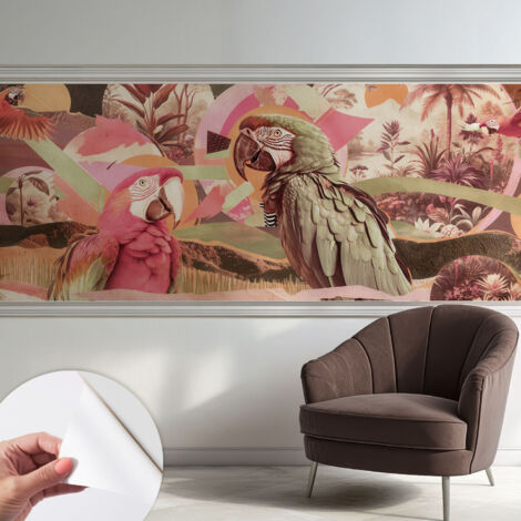 Fototapete Selbstklebend - Büro Wandgestaltung - Wanddekoration Wohnzimmer Tropische Vögel 250x104 cm (1/5)