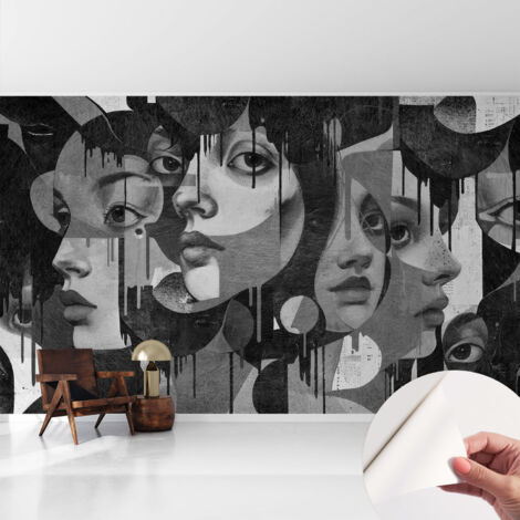 Fototapete Selbstklebend - Büro Wandgestaltung - Wanddekoration Wohnzimmer Weibliche Gesichter 416x254 cm (1/5)