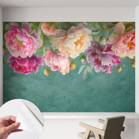 Fototapete Selbstklebend - Büro Wandgestaltung - Wanddekoration Wohnzimmer Blumige Eleganz 152x104 cm (1/5)