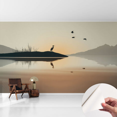 Selbstklebend Tapete modern Wohnzimmer - Wanddekoration - einfach anzubringen Morgenstille 416x254 cm (1/5)