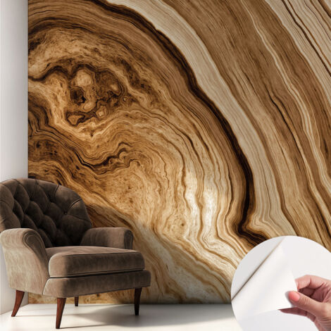 Tapete Selbstklebend - abwaschbar - Tapete mit Motiv - trendige Wanddeko - elegant Fototapete Holzmaserung 250x250 cm (1/5)