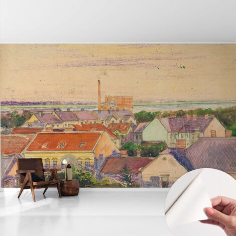 Tapete Selbstklebend - abwaschbar - Tapete mit Motiv - trendige Wanddeko - elegant Fototapete Stadthäuser 416x254 cm (1/5)