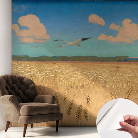 Tapete Selbstklebend - Wandtapete modern - Tapete mit Motiv - Tapete Schlafzimmer Weizenfeld 250x250 cm