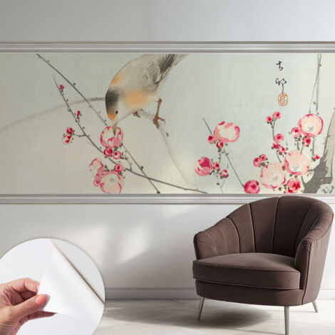Tapete Selbstklebend - Wandtapete modern - Tapete mit Motiv - Tapete Schlafzimmer Blumenvogel 250x104 cm (1/5)