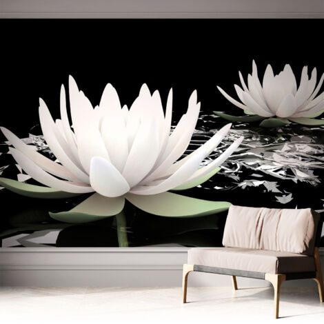 Fototapete Selbstklebend - trendige Wanddeko - Schlafzimmer - Wohnzimmer Blumen im Wasser 312x219 cm (1/5)