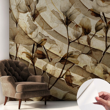 Selbsthaftend Tapete für Wohnzimmer Schlafzimmer Küche - Wanddekoration  Klassische Flora 250x250 cm