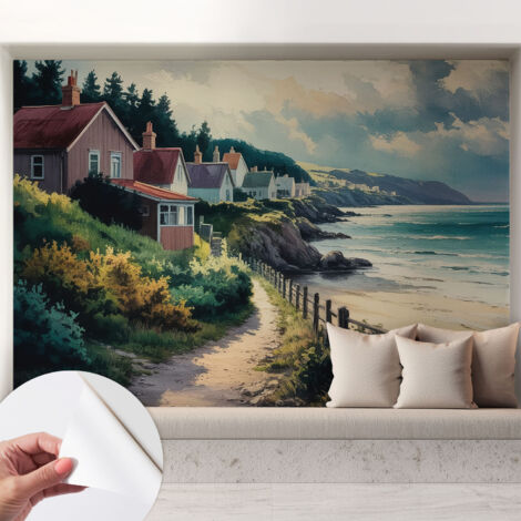 Fototapete Selbstklebend - Wanddekoration - Wandfolie - 3D Tapete Wand - Wohnungsdeko Häuser auf den Klippen 208x146 cm (1/5)