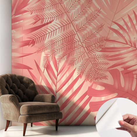 Fototapete Selbstklebend - Büro Wandgestaltung - Wanddekoration Wohnzimmer Tropische Blätter 250x250 cm (1/5)