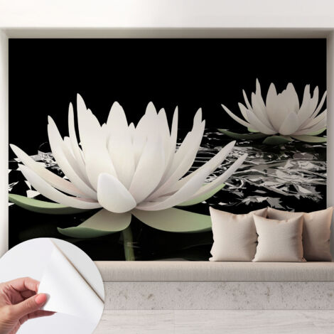 Fototapete Selbstklebend - trendige Wanddeko - Schlafzimmer - Wohnzimmer Blumen im Wasser 208x146 cm (1/5)