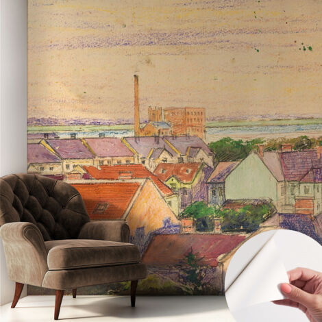 Tapete Selbstklebend - abwaschbar - Tapete mit Motiv - trendige Wanddeko - elegant Fototapete Stadthäuser 250x250 cm (1/5)