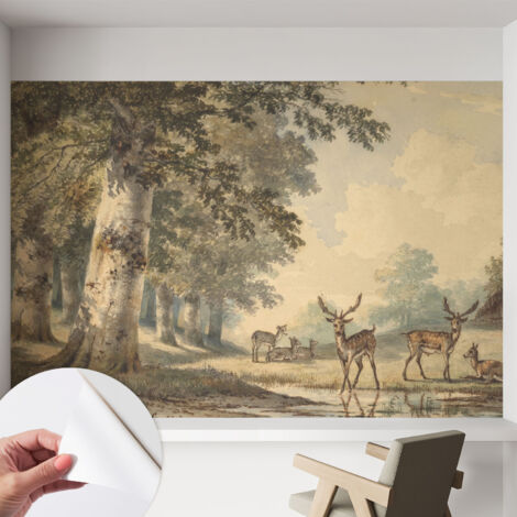 Selbstklebend Tapete - abwaschbar - Raumgestaltung  Schlafzimmer Wohnzimmer Tapete Waldstille 152x104 cm (1/5)