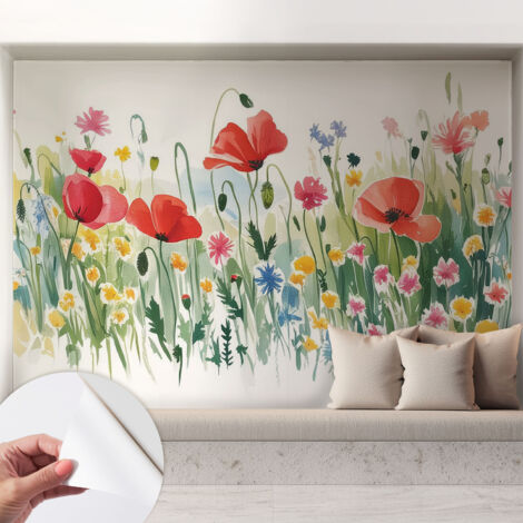 Selbstklebend Tapete modern - Wanddeko für Küche - Klebefolie Wand - luxus Look Sommerwiese 208x146 cm (1/5)