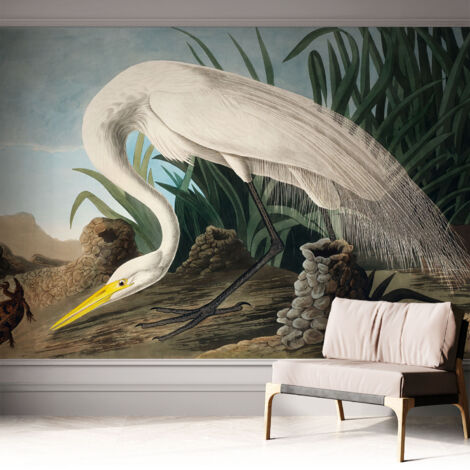 Fototapete Selbstklebend - trendige Wanddeko - Schlafzimmer - Wohnzimmer Majestätischer Reiher 312x219 cm (1/5)