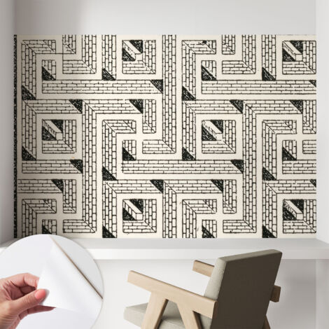 Fototapete Selbstklebend - Wandtattoo - leicht anzubringen - Wandverkleidung Ziegel-Labyrinth 104x70 cm (1/5)