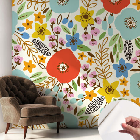 Tapete Selbstklebend - modernes Design - Wohnungsdeko - geruchslos - langlebig Blumenmuster 250x250 cm (1/5)