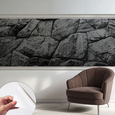Tapete Selbstklebend - Wandtapete modern - Tapete mit Motiv - Tapete Schlafzimmer Steinstrukturen 250x104 cm (1/5)