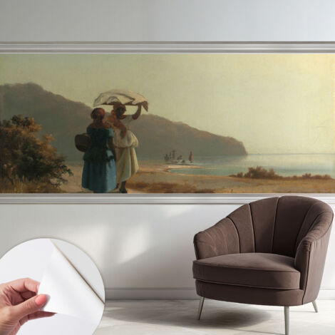 Selbstklebend Tapete modern - Wanddeko für Küche - Klebefolie Wand - luxus Look Spaziergang am Meer 250x104 cm (1/5)