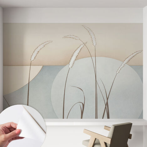 Selbstklebend Tapete - abwaschbar - Raumgestaltung  Schlafzimmer Wohnzimmer Tapete Sanfte Gräser 152x104 cm (1/5)