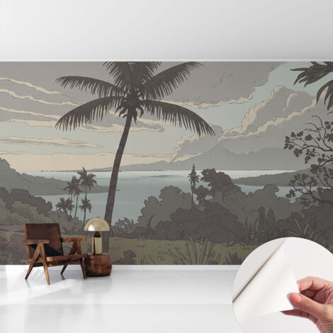 Fototapete Selbstklebend - Büro Wandgestaltung - Wanddekoration Wohnzimmer Exotische Landschaft 416x254 cm (1/5)