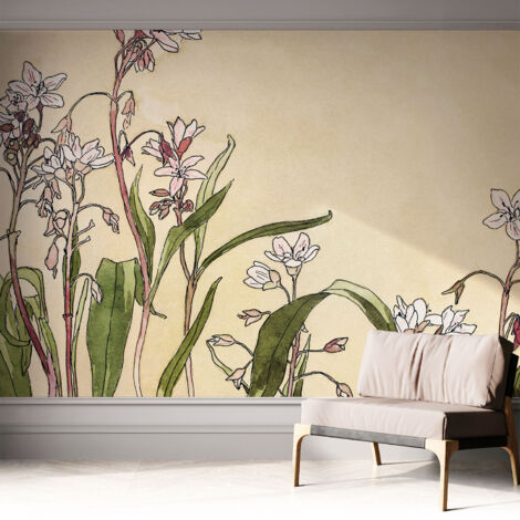Fototapete Selbstklebend - Wanddekoration - Wandfolie - 3D Tapete Wand - Wohnungsdeko Blumen-Eleganz 312x219 cm (1/5)